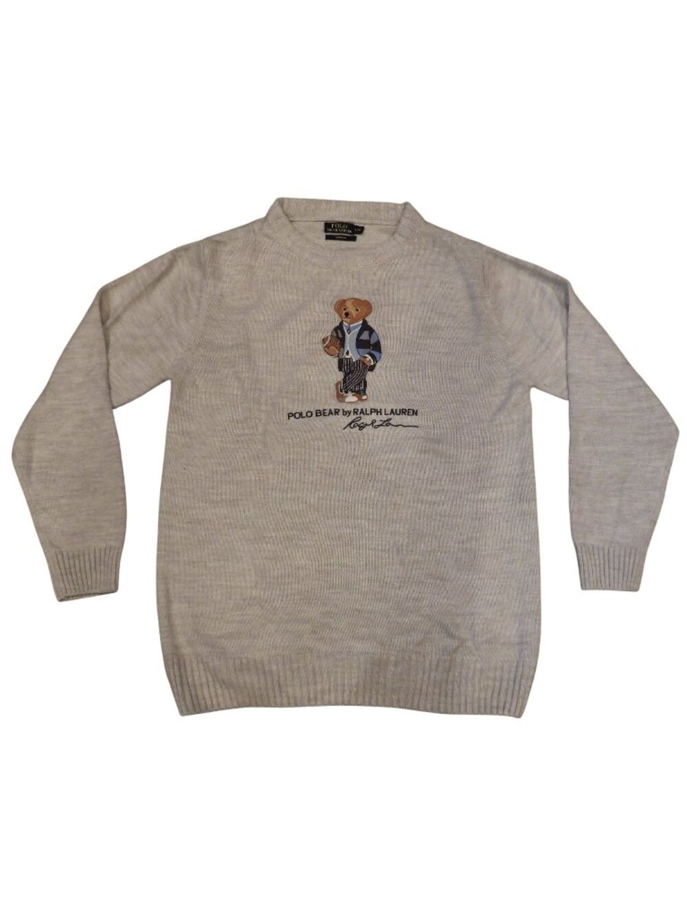 Polo Ralph Lauren Polo Bear Cotton Crew Neck Embroidered Pullover Sweater Large